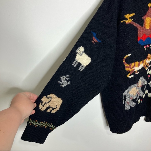 Vintage Susan Bristol 2 by 2 Noah’s Ark hand knit wool sweater womens size large - Picture 10 of 11